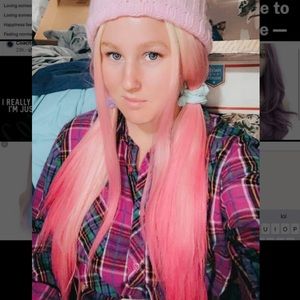 Blonde ombré hot pink wig